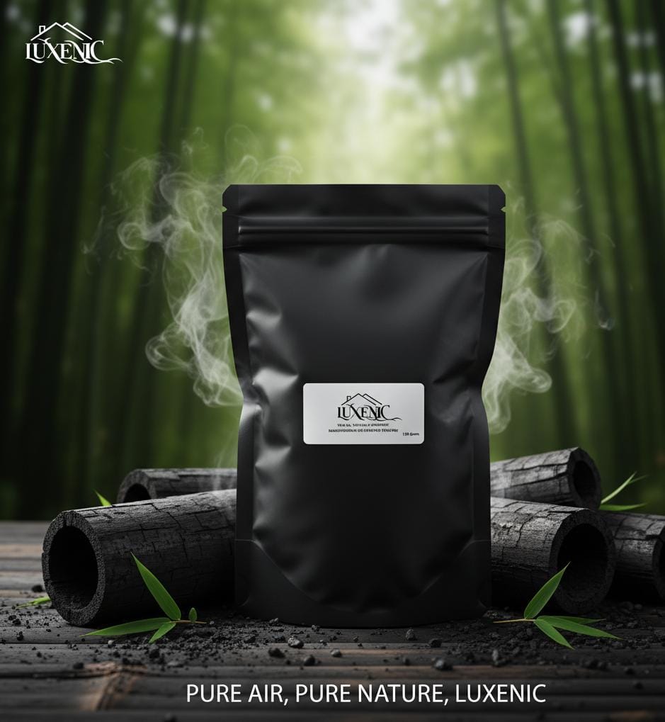 Luxenic Black|200Gram|Non-Electric|Activated Bamboo Charcoal Granule Air Purifying Bag And Dehumidifier For Car|Rooms|Pets|Shoes
