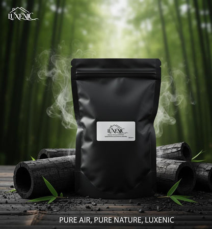 Luxenic Black|200Gram|Non-Electric|Activated Bamboo Charcoal Granule Air Purifying Bag And Dehumidifier For Car|Rooms|Pets|Shoes