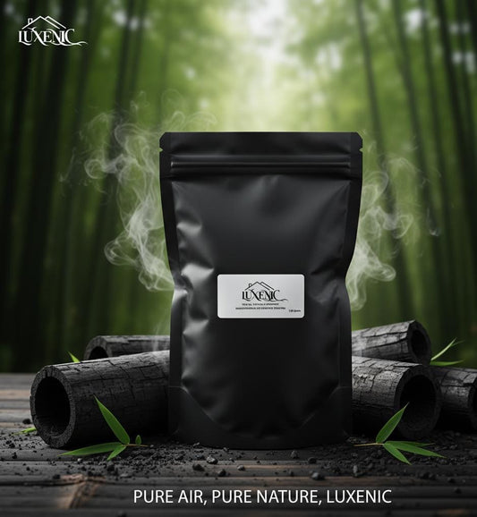 Luxenic Black|200Gram|Non-Electric|Activated Bamboo Charcoal Granule Air Purifying Bag And Dehumidifier For Car|Rooms|Pets|Shoes