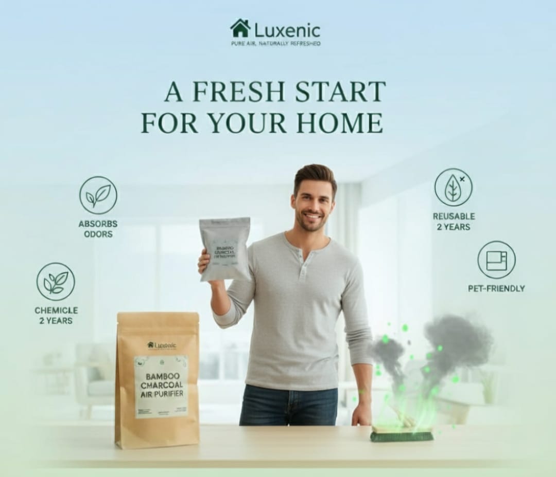 Luxenic Activated Carbon Air Purifier Bag to remove Odor and Moisture from Car, Bathroom and Kitchen - 200 Grams (Classic Khaki)